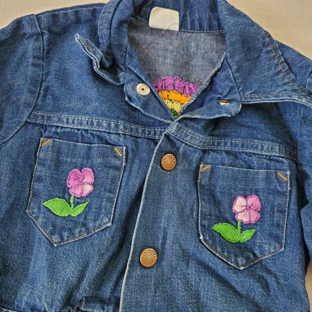 Vintage Turkey Floral Jean Jacket 3t - Picture 3 of 7
